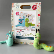 Load image into Gallery viewer, The Crafty Kit Company - Beastie Buddies Snail &amp; Caterpillar -  Needle Felting Kit