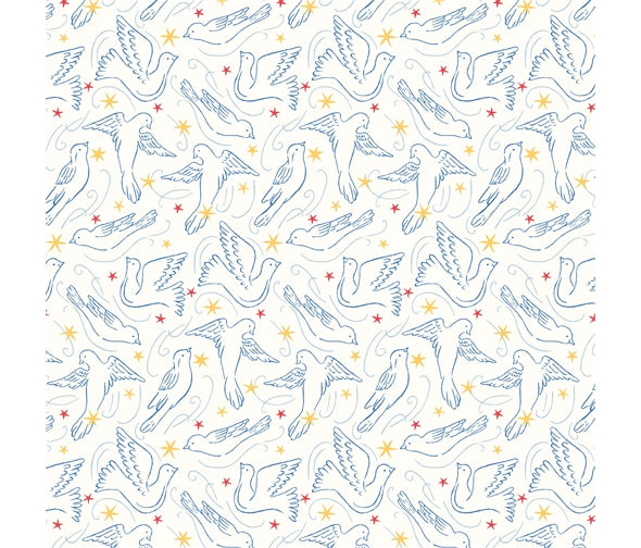 Liberty Christmas Collection - Merry & Bright - Dove Star - 100% Cotton