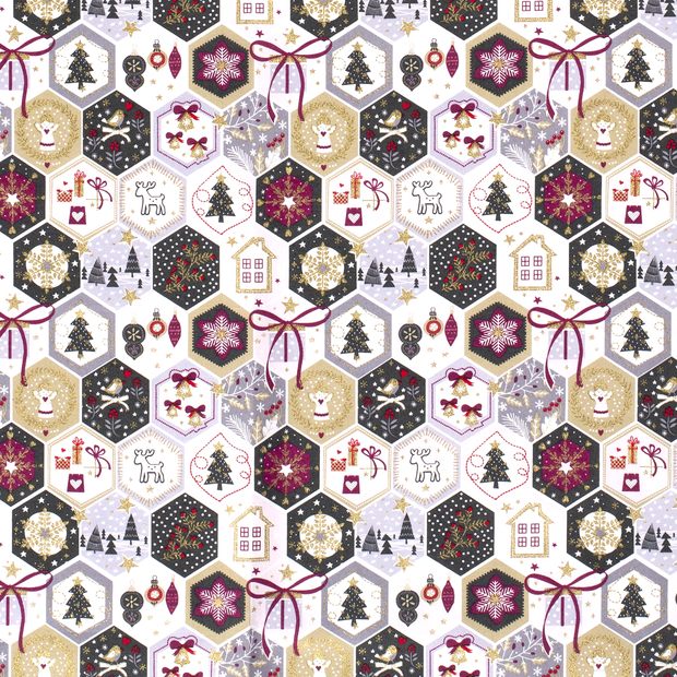 Christmas Hexagons - 100% Cotton