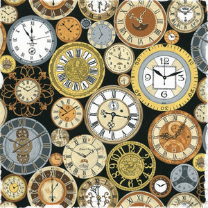 Victorian Vintage - Clocks - 100% Cotton