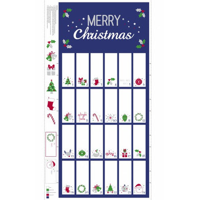 Merry Christmas Advent Calendar - Fold Up & sew - Blue - 100% Cotton