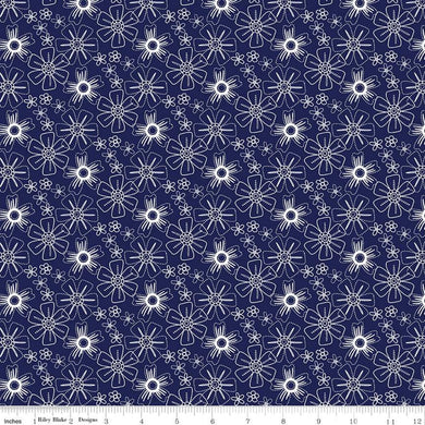 Blue Stitch Floral -  Riley Blake - 100% Cotton