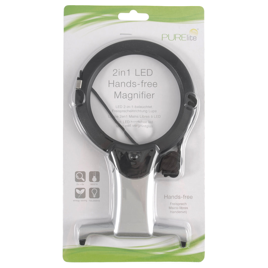 Purelite Magnifier: Illuminated: Hands-Free: 2-in-1: LED