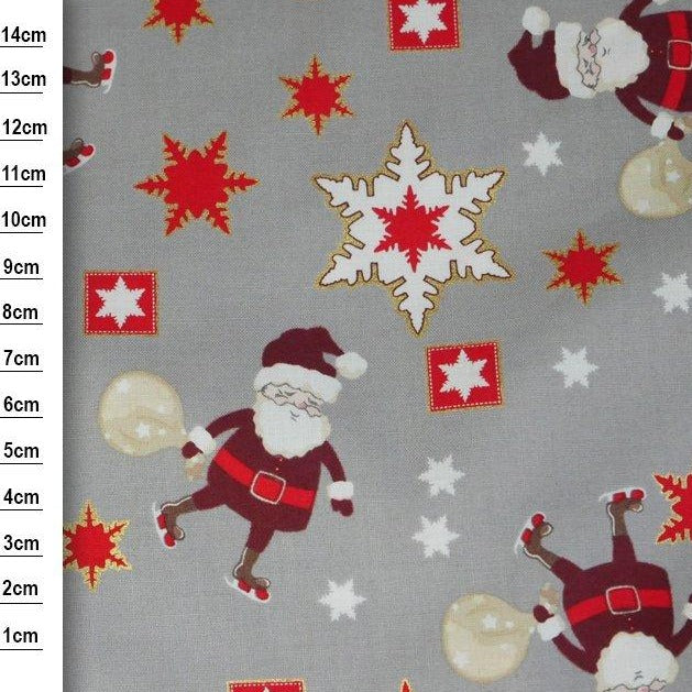 Christmas Santa & Snowflakes - 100% Cotton
