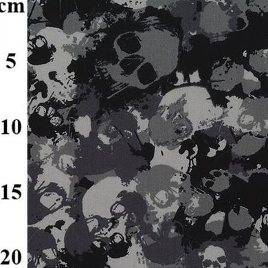 Camouflage Skulls - Grey/Black - 100% Cotton