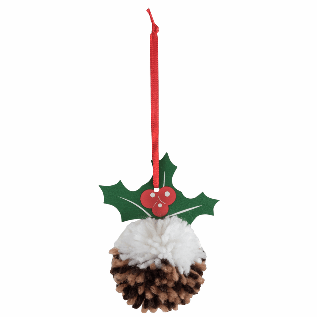 Christmas Pudding Pom Pom Decoration Kit