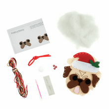 Load image into Gallery viewer, Christmas Pug in a hat Sewing Kit