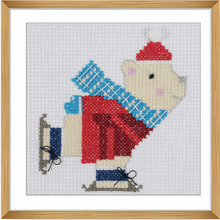 Load image into Gallery viewer, Christmas Skating Polar Bear- Cross Stitch Kit