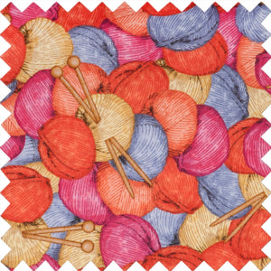 Knitting Bag with pocket storage for needles- Knitting Theme