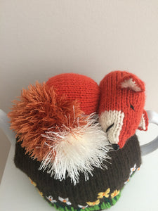 Sleeping Fox in the flower meadow - Knitted Tea Cosy Kit