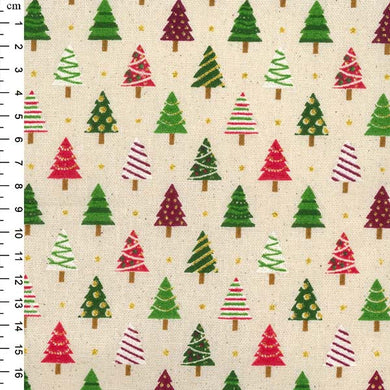 Christmas Colourful Trees - 100% Cotton