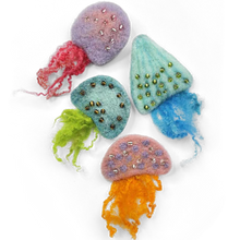 Load image into Gallery viewer, The Crafty Kit Company - Jellyfish Brooches Needle Felting Kit