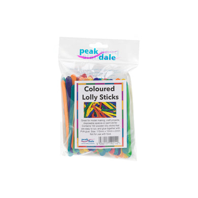 Lolly Sticks - Coloured - Pack of 100