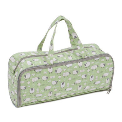 Knitting Bag with pocket storage for needles - Green Sheep
