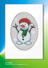 Load image into Gallery viewer, Christmas Card Cross Stitch Kit - Snowman - DMC