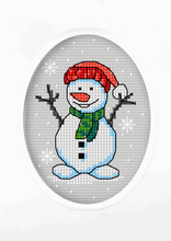 Load image into Gallery viewer, Christmas Card Cross Stitch Kit - Snowman - DMC