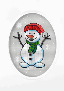Christmas Card Cross Stitch Kit - Snowman - DMC