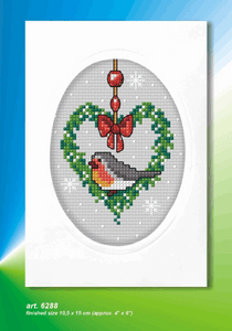 Christmas Card Cross Stitch Kit - Bullfinch - DMC