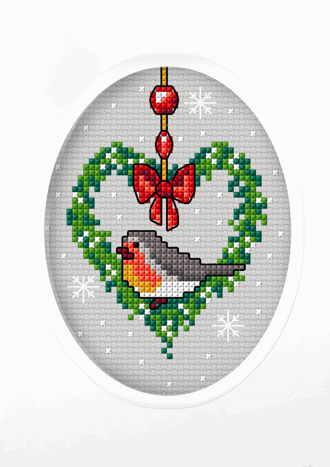 Christmas Card Cross Stitch Kit - Bullfinch - DMC