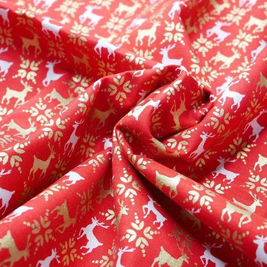 Christmas Reindeer Metallic - 100% Cotton