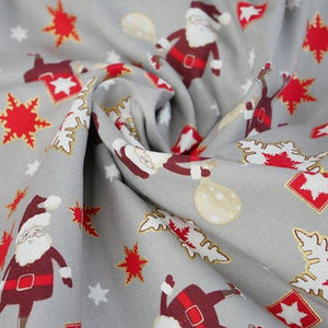 Christmas Santa & Snowflakes - 100% Cotton