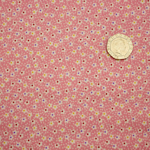 Vintage Miniatures - Ditsy Flowers - Pink -100% Cotton