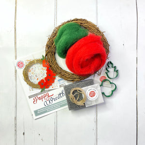 The Crafty Kit Company - Poppy Wreath -  Needle Felting Kit