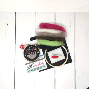 The Crafty Kit Company - Sloth in a Hoop Needle Felting Kit