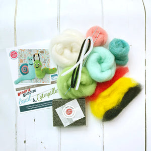 The Crafty Kit Company - Beastie Buddies Snail & Caterpillar -  Needle Felting Kit