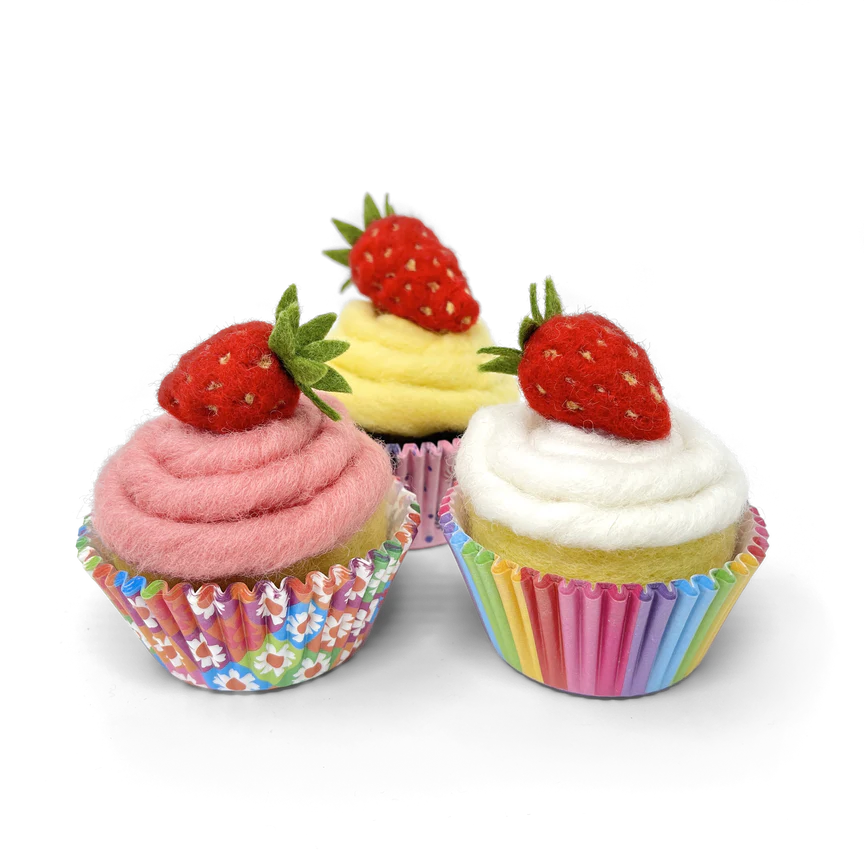 The Crafty Kit Company - Strawberry Cupcakes -  Needle Felting Kit