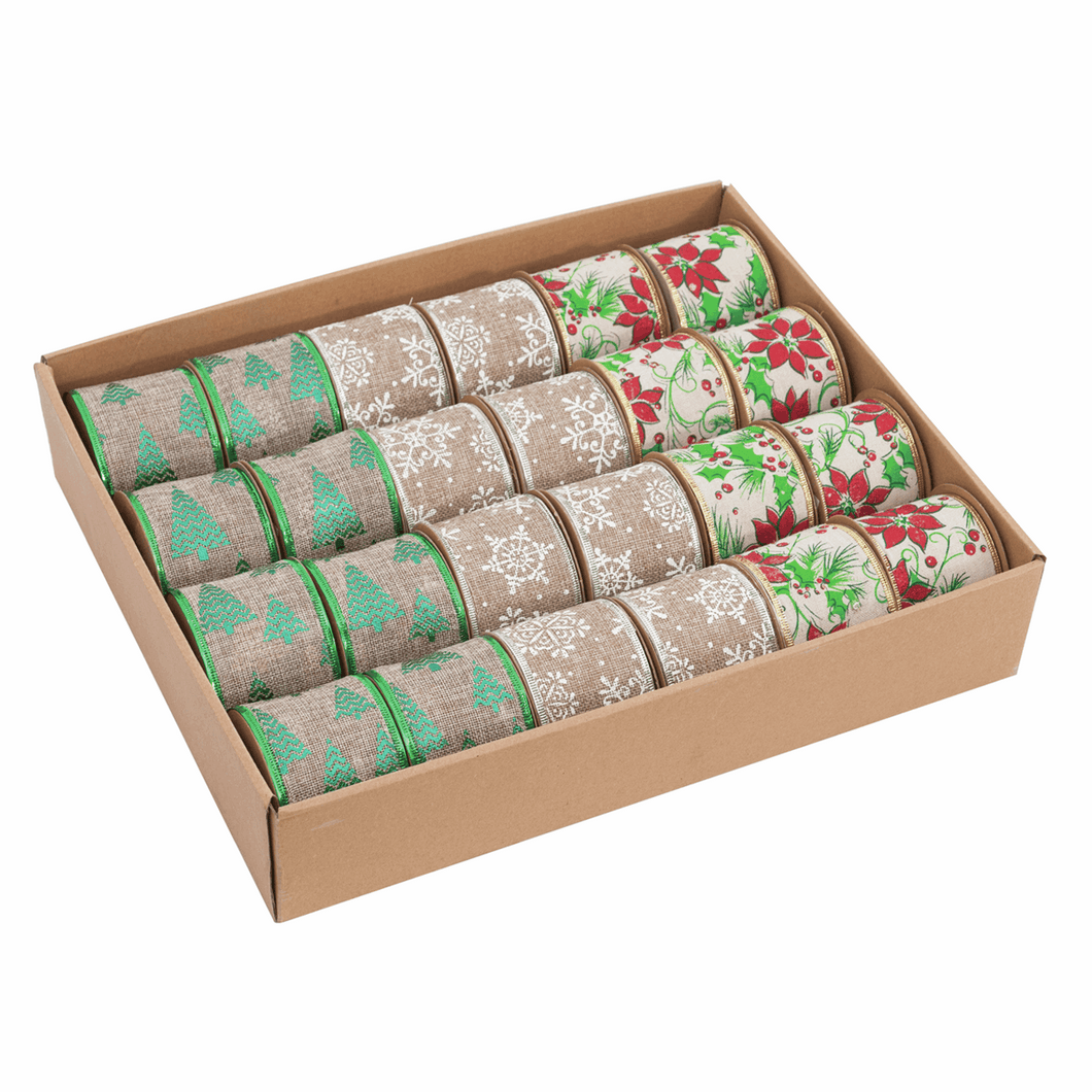 Christmas Ribbon - Wire Edge - Whole Roll