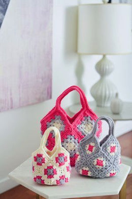 Crochet - Granny Square Bags in 3 sizes - Full Kit