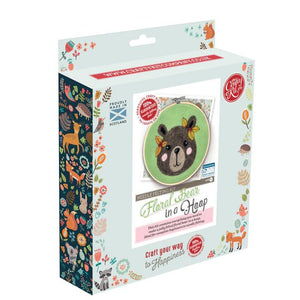 The Crafty Kit Company - Floral Bear in a Hoop Needle Felting Kit