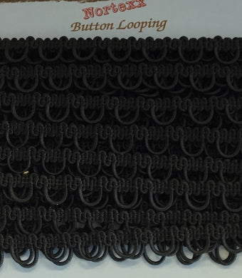 Button Back Looping - Black - 10mm