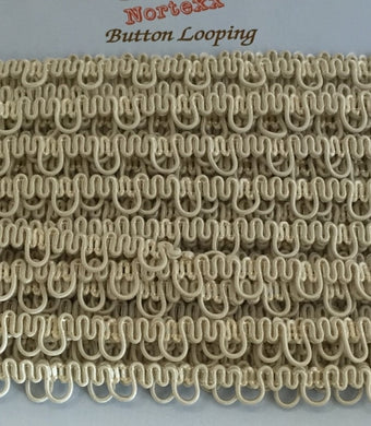Button Back Looping - Cream - 10mm