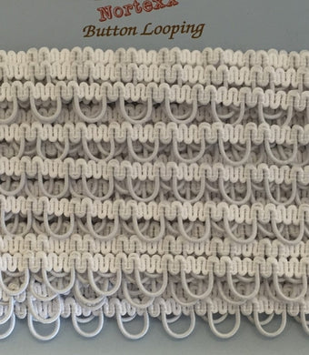 Button Back Looping - White - 10mm