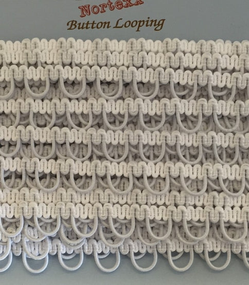 Button Back Looping - White - 10mm