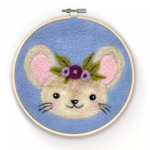 Load image into Gallery viewer, The Crafty Kit Company - Floral Mouse in a Hoop Needle Felting Kit