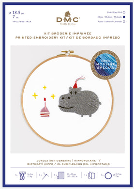 DMC Cross Stitch Kit - Birthday! Hippo