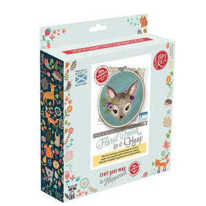 The Crafty Kit Company - Floral Fawn in a Hoop Needle Felting Kit
