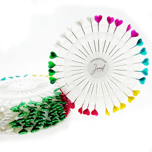 Pins - Heart Shaped - Coloured Head - Wheel