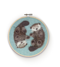 Load image into Gallery viewer, The Crafty Kit Company - Otters in a Hoop Needle Felting Kit