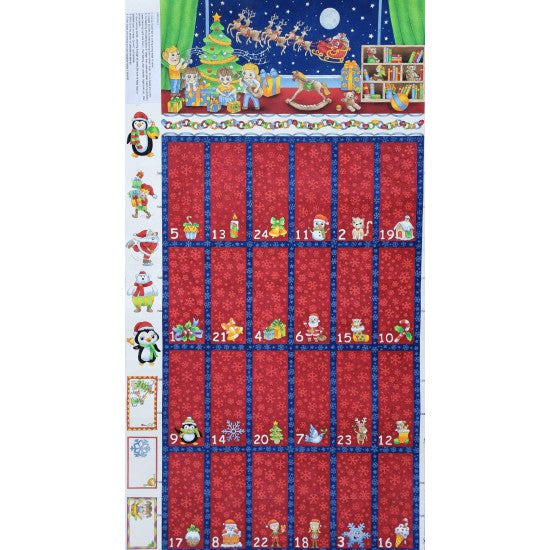 Christmas Advent Calendar - Fold Up & Sew - Red - 100% Cotton