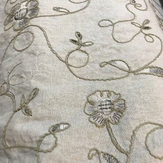 Linen Mix - Grey with Embroidered Detail