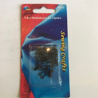 Hook & Eye - size 2 - black - 12 pairs