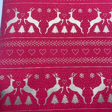 Load image into Gallery viewer, Nordic Reindeer - Red &amp; Gold - 100% Cotton