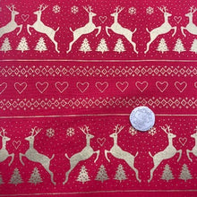 Load image into Gallery viewer, Nordic Reindeer - Red &amp; Gold - 100% Cotton