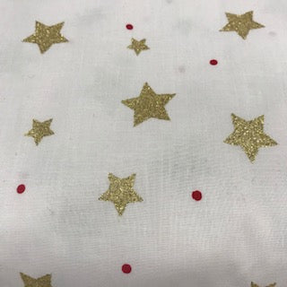 Gold Stars Sparkle - 100% Cotton
