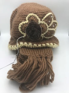 Crocheted Hat & Knitted Scarf Set
