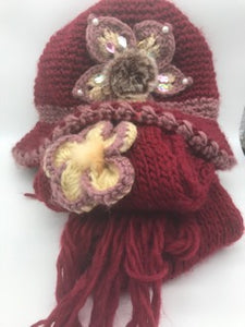 Crocheted Hat & Knitted Scarf Set